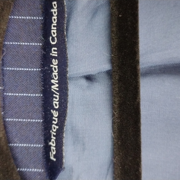 Coppley Navy Blue Pinstripe Wool One Notched Single-Breasted Classic Suit Jacket - Picture 5 of 14